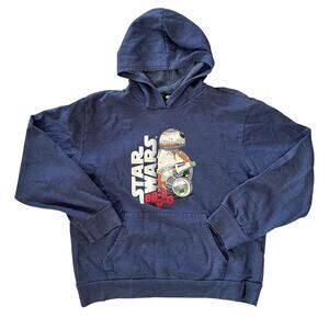 Star Wars BB-8 Navy Blue Kids Hoodie Kangaroo Pocket Hooded Sweatshirt Size L